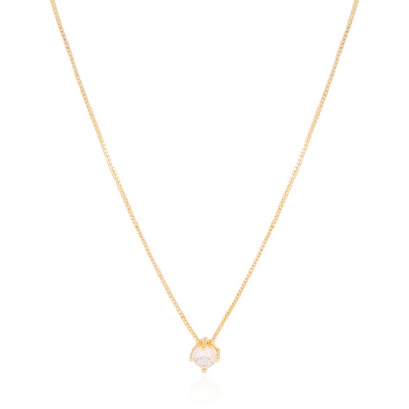 Gargantilha Veneziana Ponto de Luz Cristal Banhado a Ouro 18K