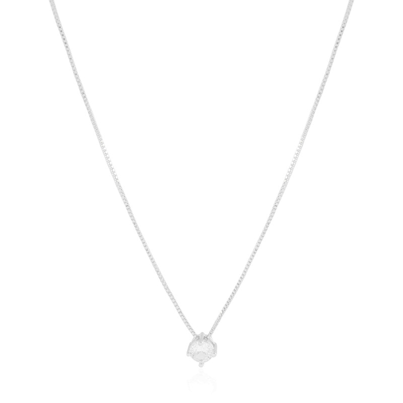 Gargantilha Veneziana Ponto de Luz Cristal Ródio Branco