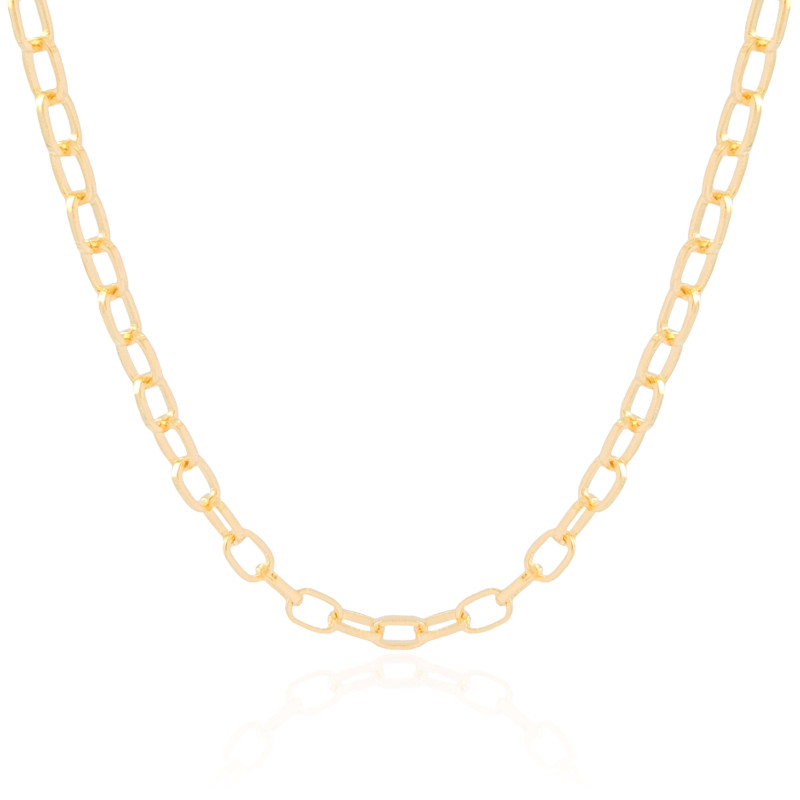 Choker Elos Ovais Lisos Banhado a Ouro 18K