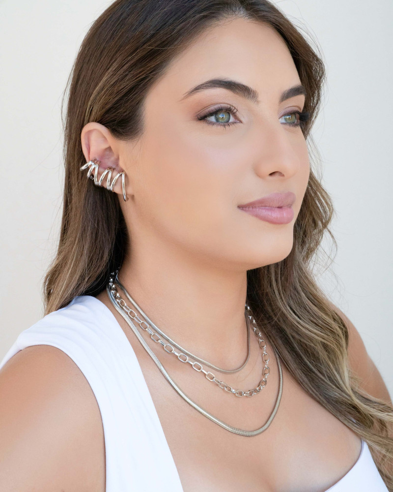 Choker Elos Ovais Lisos Ródio Branco