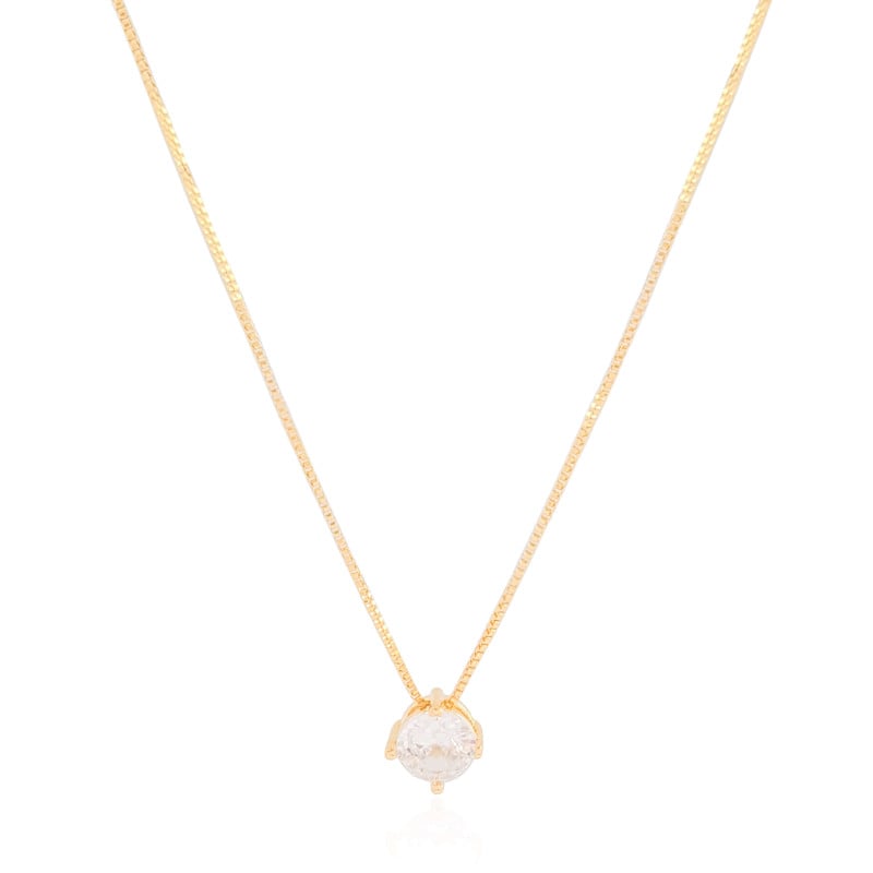 Gargantilha Veneziana Ponto de Luz Cristal Banhado a Ouro 18K