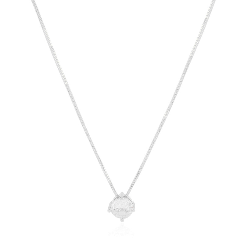 Gargantilha Veneziana Ponto de Luz Cristal Ródio Branco
