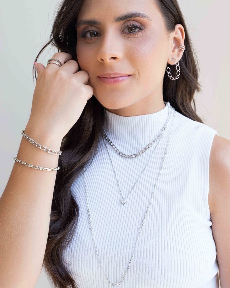 Piercing Três Filetes Lisos Ródio Branco
