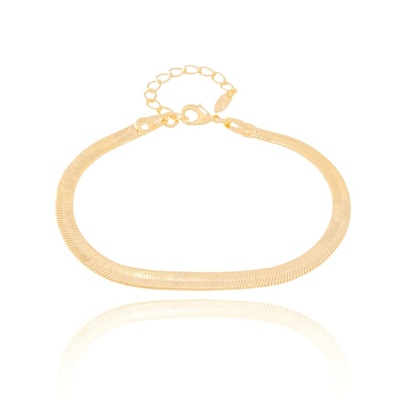 Pulseira Malha Fita Banhado a Ouro 18K