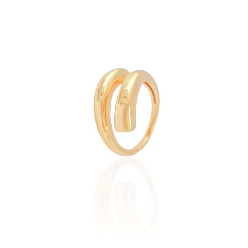 Anel Ajustável Liso Tamanho P Banhado a Ouro 18K