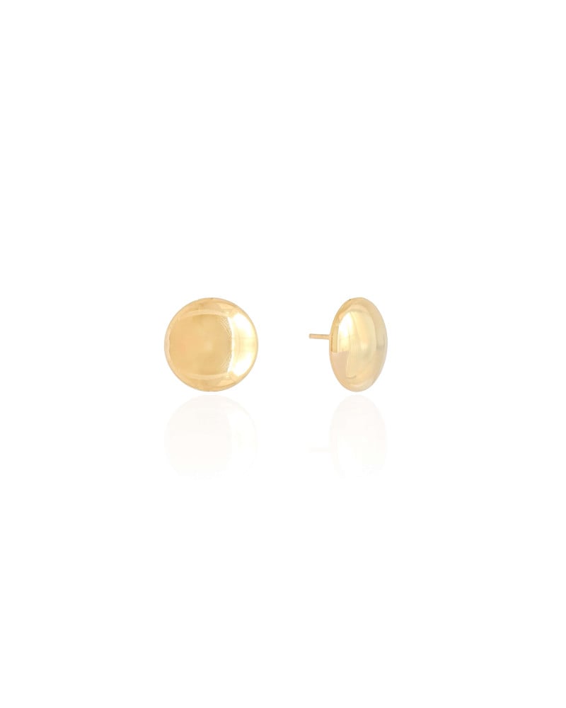 Brinco Redondo Achatado 1.3 cm Banhado a Ouro 18K