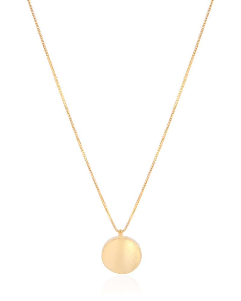 Gargantilha Veneziana com Pingente Redondo Liso Banhado a Ouro 18K - 45 cm