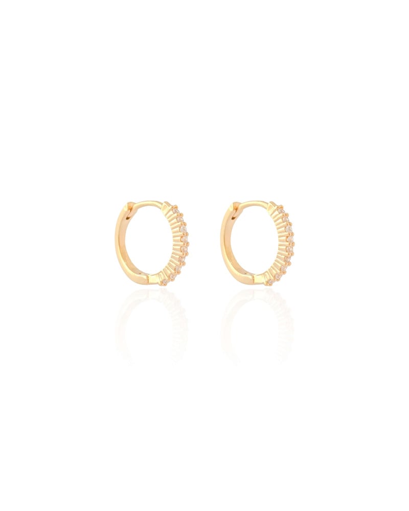 Brinco Argola Cravejado Cristal 1.5 cm Banhado a Ouro 18K