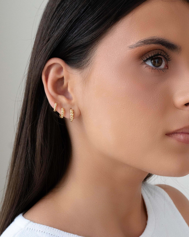 Trio de Argolas Bolinhas Banhado a Ouro 18K