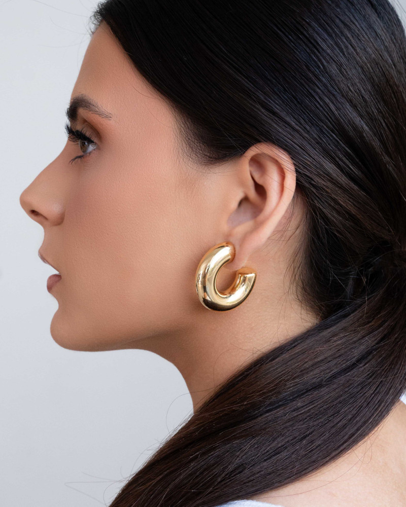 Brinco Argola Tubo Liso 3.5 cm Banhado a Ouro 18K