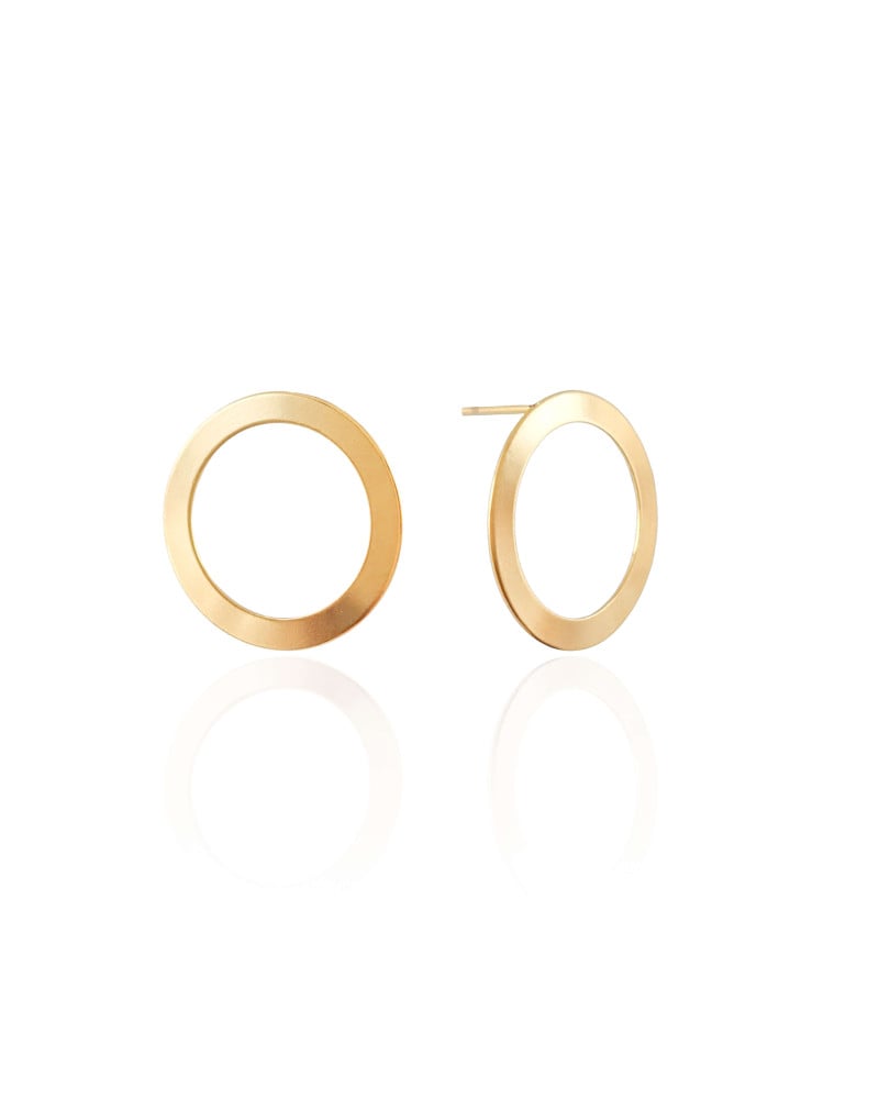 Brinco Argola Frontal Flat Liso 2.0 cm Banhado a Ouro 18K