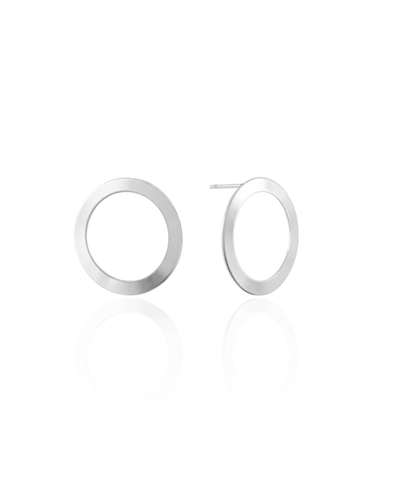 Brinco Argola Frontal Flat Liso 2.0 cm Ródio Branco