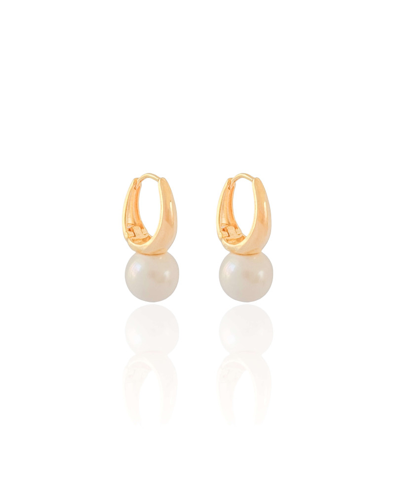 Brinco Argola Pérola 2.3 cm Banhado a Ouro 18K