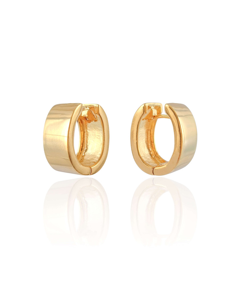 Brinco Argola Oval Lisa 2.2 cm Banhado a Ouro 18K