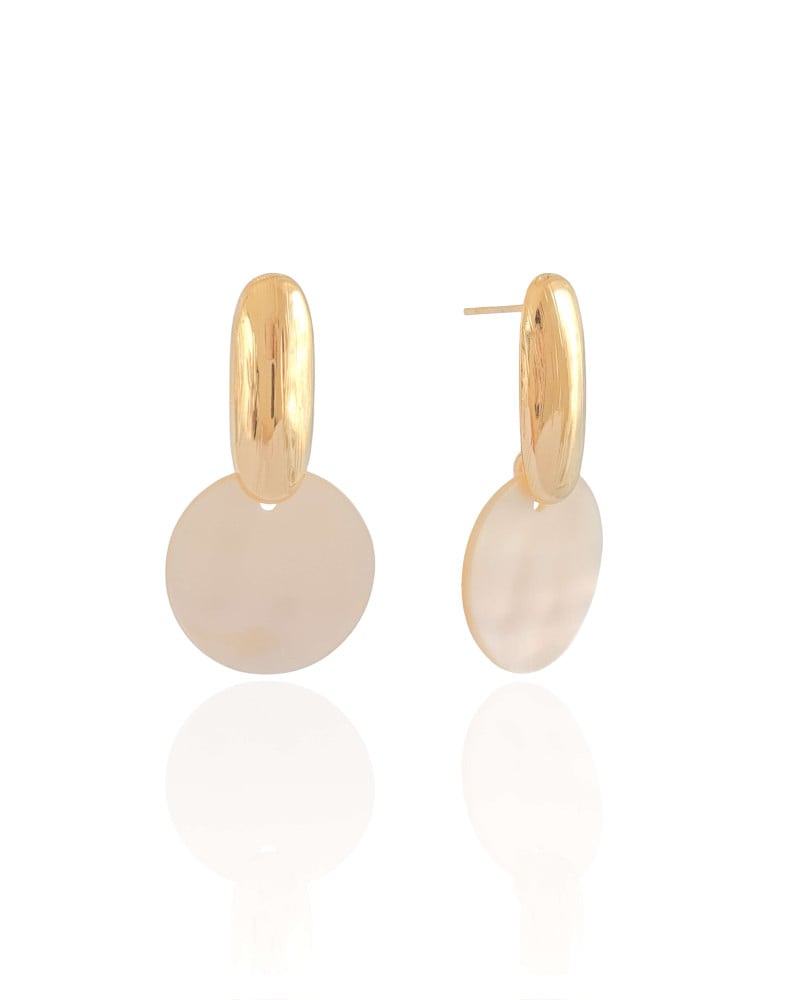 Brinco Riscado com Madrepérola Banhado a Ouro 18K