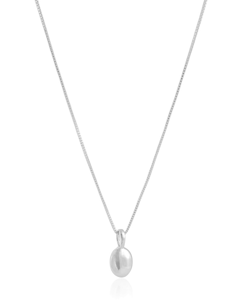 Gargantilha Veneziana Oval Liso Ródio Branco