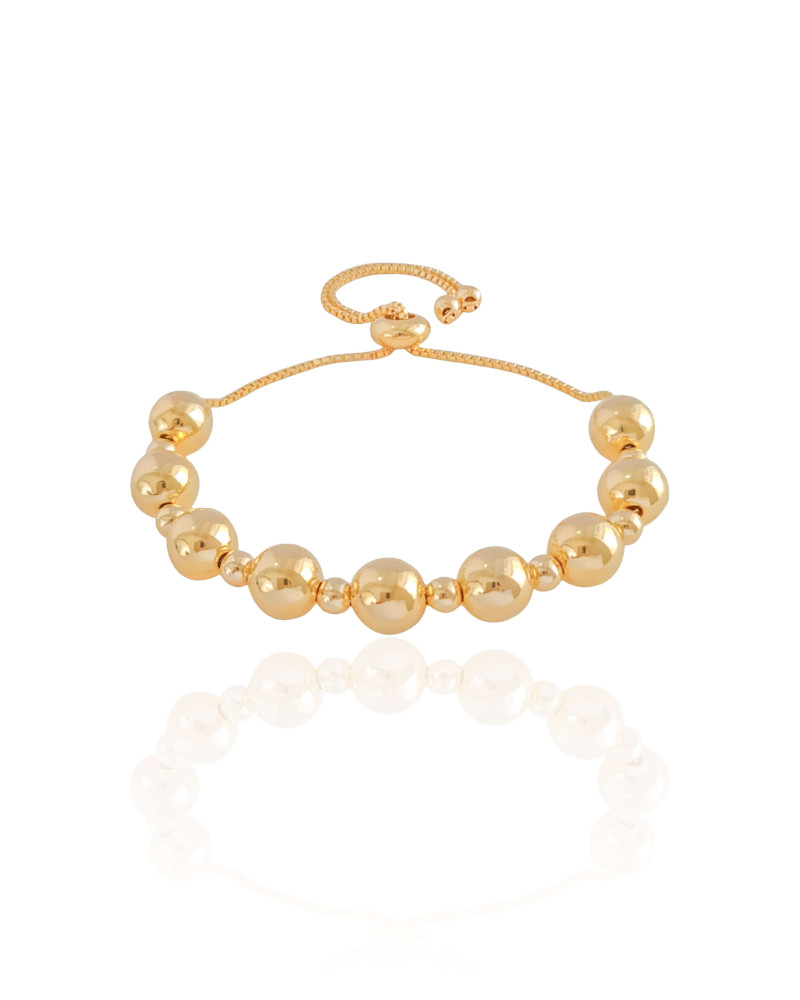 Pulseira Veneziana Bolas Lisas Banhado a Ouro 18K