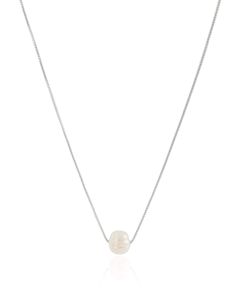 Choker Veneziana Pérola Barroca Ródio Branco
