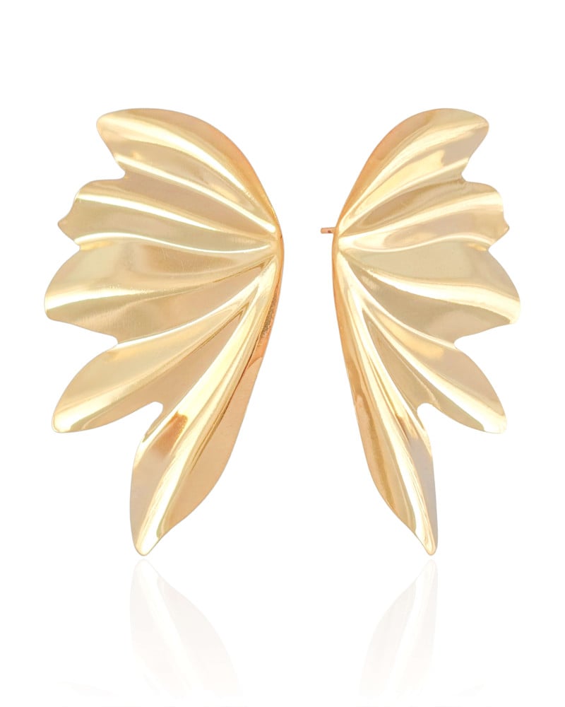 Brinco Asa Lisa Banhado a Ouro 18K