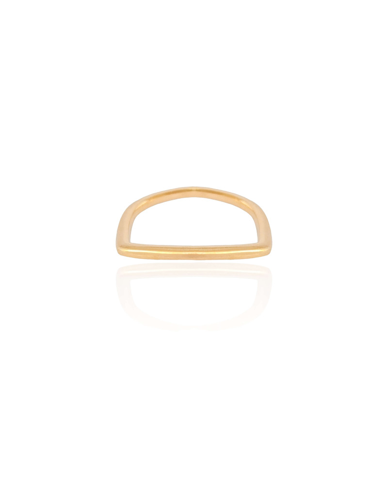 Anel Reto Liso Tamanho 17 Banhado a Ouro 18K