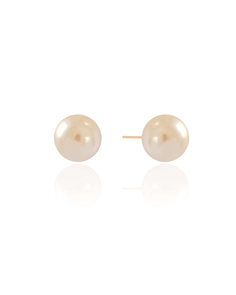 Brinco Pérola 14 mm Banhado a Ouro 18K