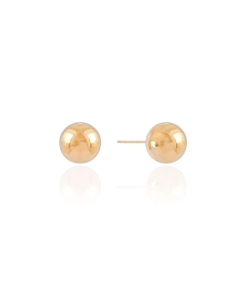 Brinco Bola Lisa 12 mm Banhado a Ouro 18K
