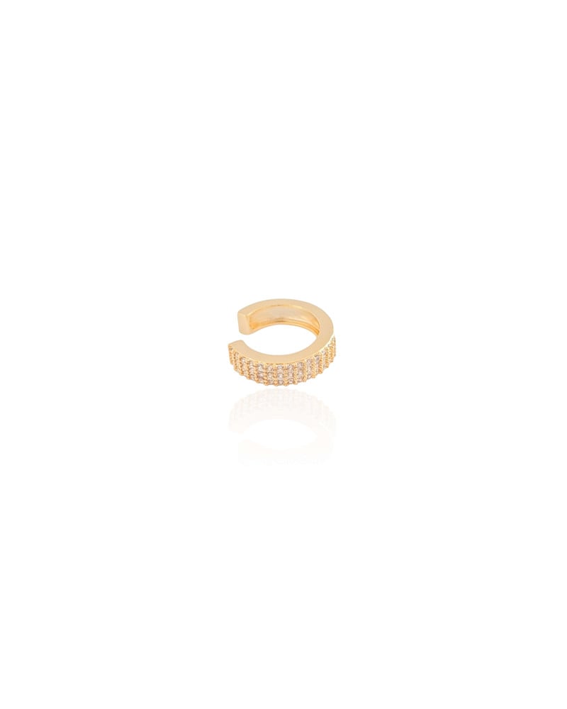 Piercing Reto Cravejado Cristal Banhado a Ouro 18K