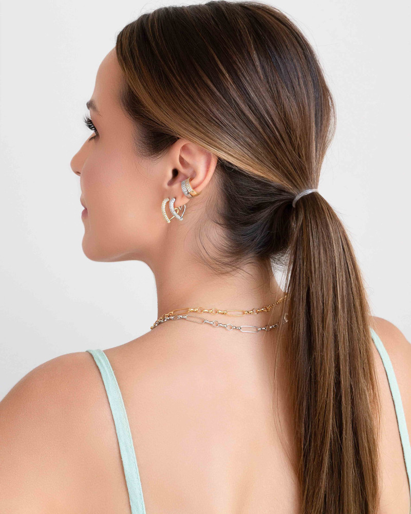 Piercing Reto Cravejado Cristal Ródio Branco
