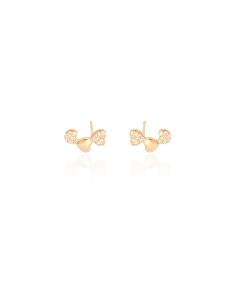 Ear Cuff Corações Cravejados Cristal Banhado a Ouro 18K
