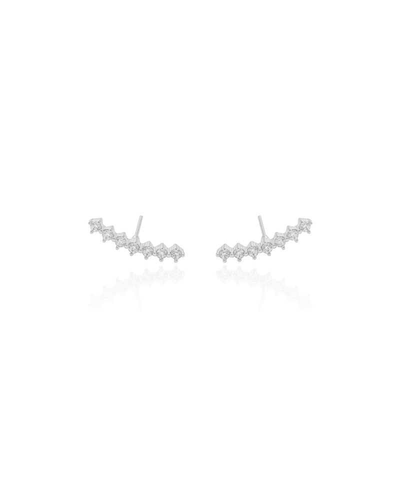 Ear Cuff Pontos de Luz Cristal 1.7 cm Ródio Branco