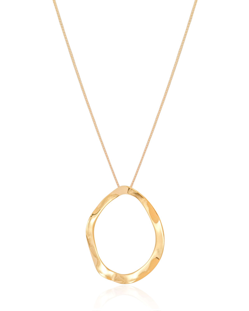 Gargantilha Veneziana Oval Ondas Banhado a Ouro 18K