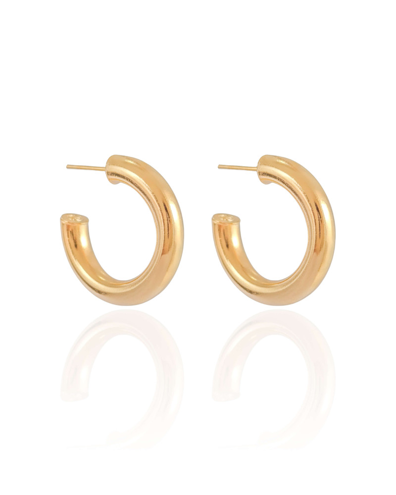Brinco Argola Tubo 2.6 cm Banhado a Ouro 18K