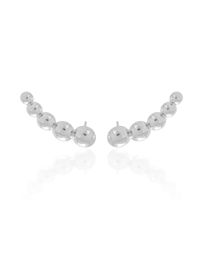 Ear Cuff Bolas Lisas 3.0 cm Ródio Branco