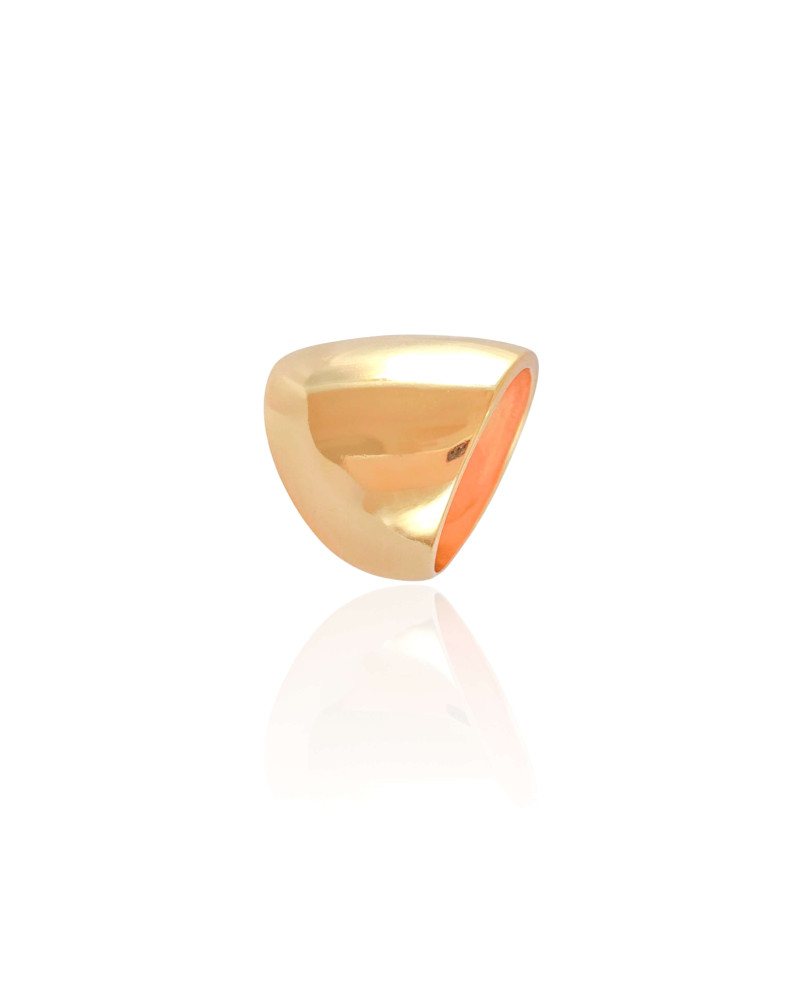 Anel Liso Abaulado Tamanho 19 Banhado a Ouro 18K