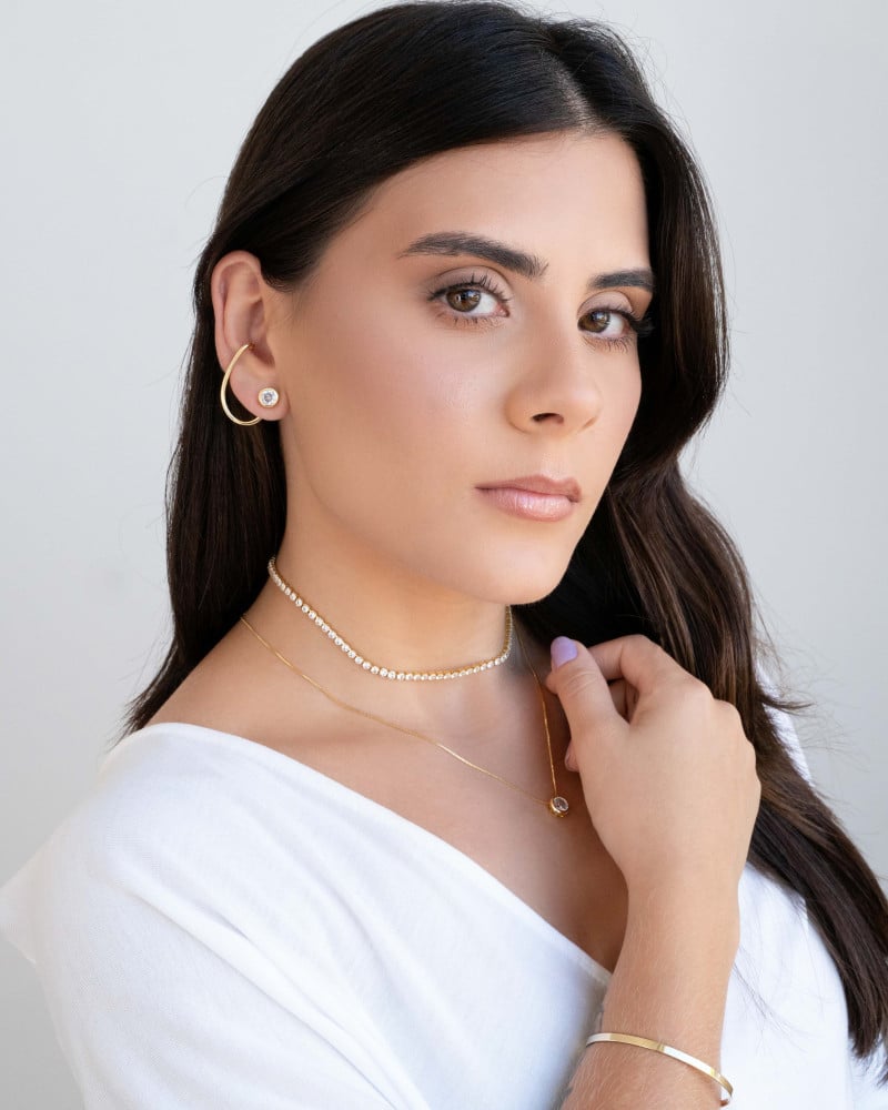 Conjunto Cravação Inglesa Banhado a Ouro 18K