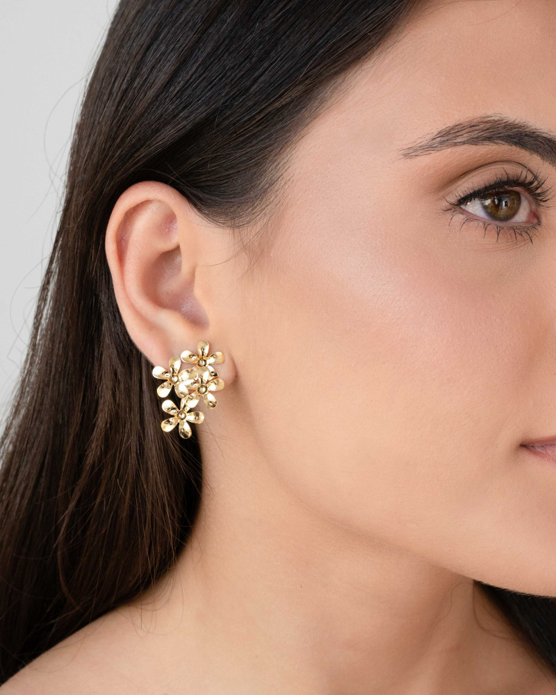 Brinco Flores Lisas Banhado a Ouro 18K