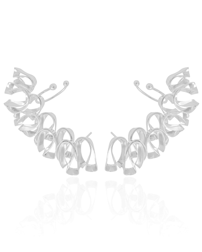 Ear Cuff Folha Ródio Branco