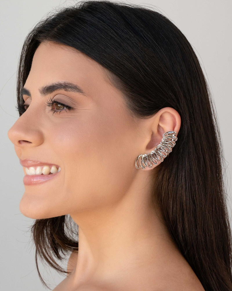 Ear Cuff Folha Ródio Branco
