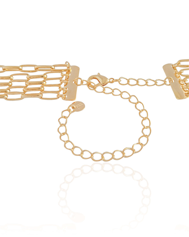 Choker Elos Ovais Cinco Voltas Banhado a Ouro 18K