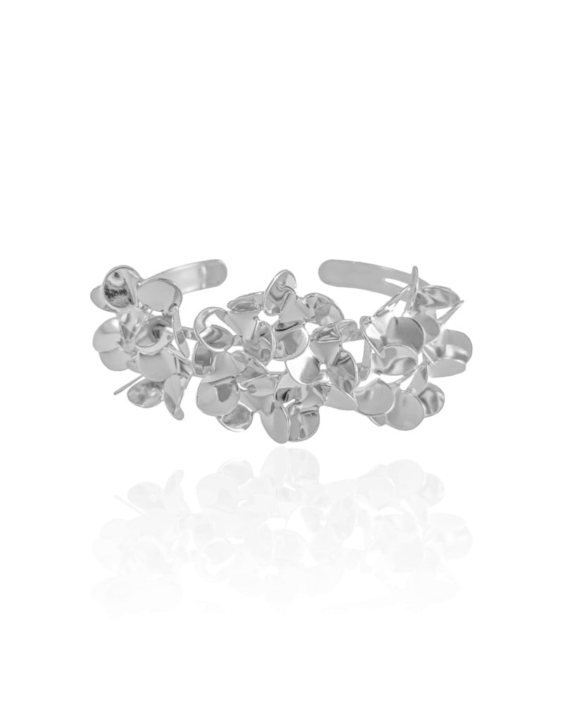 Bracelete Flores Lisas Ródio Branco