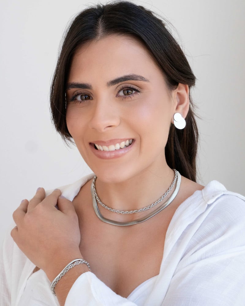 Ear Jacket Redondo Liso Ródio Branco