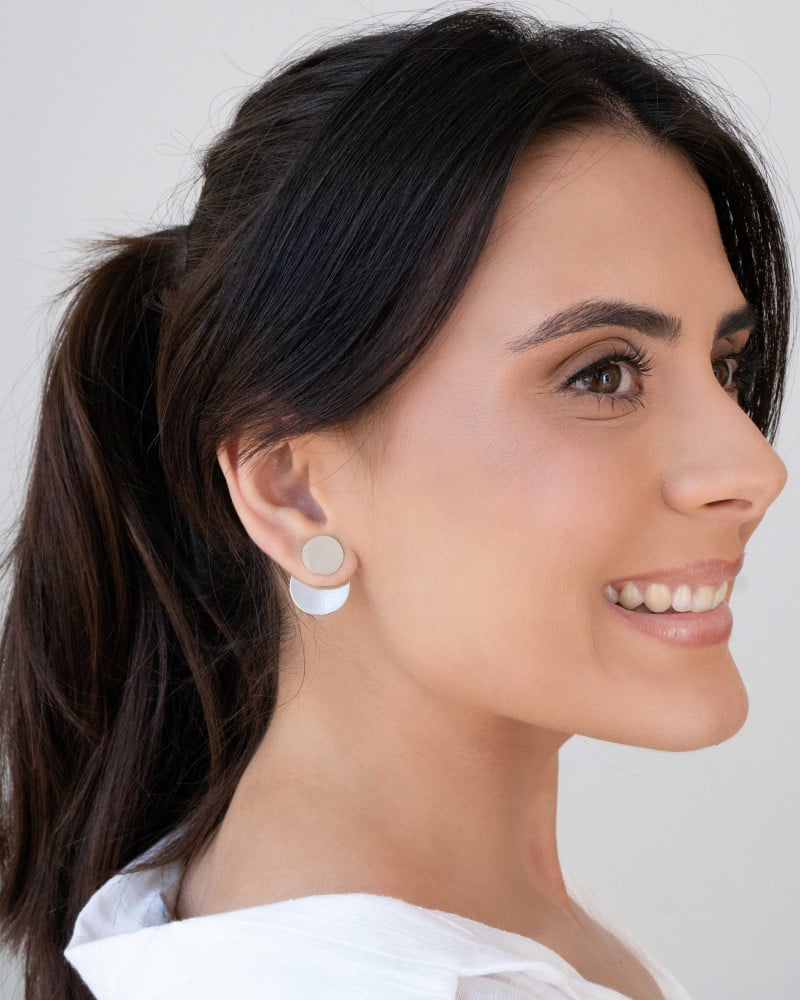 Ear Jacket Redondo Liso Ródio Branco