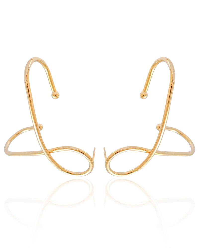 Ear Cuff em X Banhado a Ouro 18K