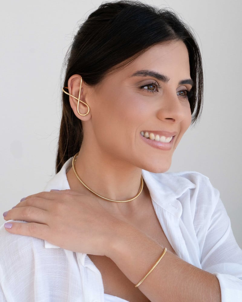 Ear Cuff em X Banhado a Ouro 18K