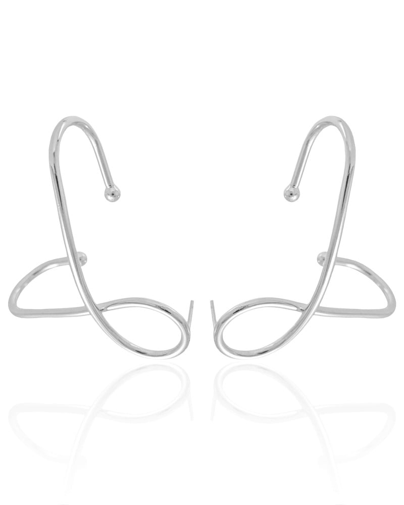 Ear Cuff em X Ródio Branco