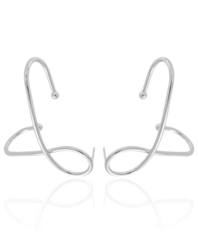 Ear Cuff em X Ródio Branco