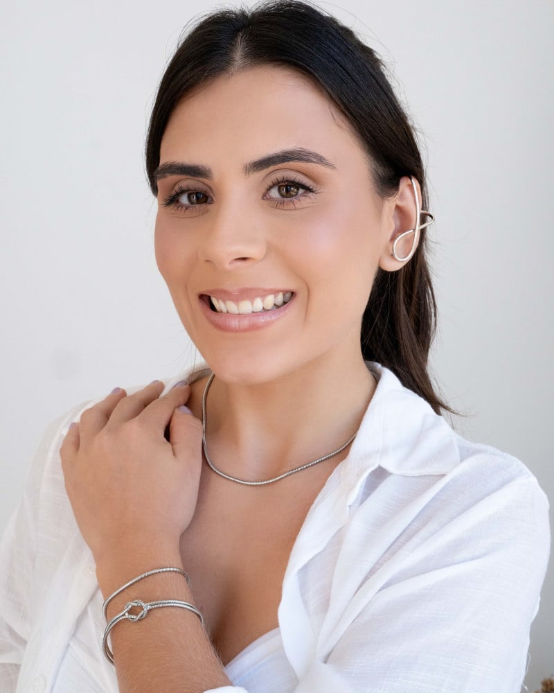 Ear Cuff em X Ródio Branco