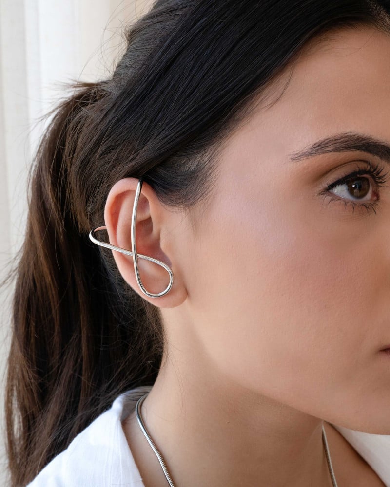 Ear Cuff em X Ródio Branco