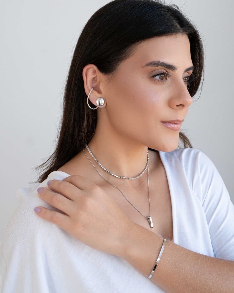 Bracelete Flat Liso 3 mm Ródio Branco