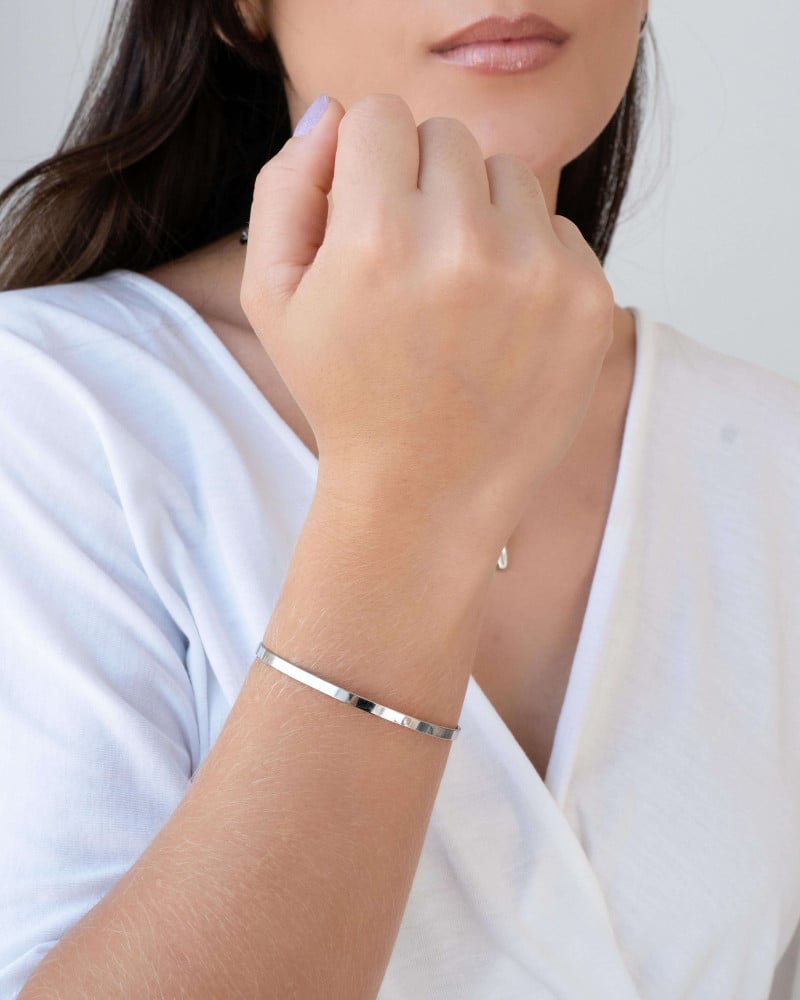 Bracelete Flat Liso 3 mm Ródio Branco